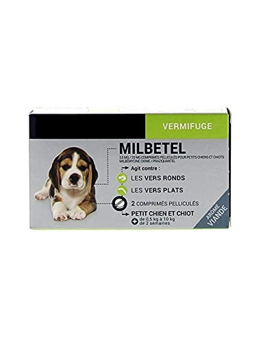 Milbetel Dog - Vermifugo - Più di 5 kg - 2 compresse - BIOCANINA